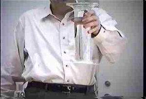 A completely filled cylinder of water