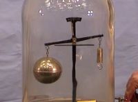 Balance with hollow sphere on one side and a mass on the other