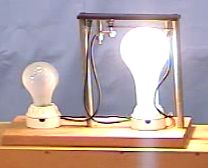 Bimetallic strip completed contact to power lightbulb